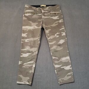 Democracy Camouflage Pants 12 Women's  Solution Gray Mid Rise‎ Flex Cotton